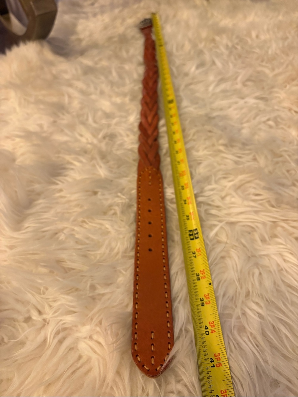 Ralph Lauren Concho Belt Brown Leather Braided Native Western M Silver Buckle - Picture 5 of 6